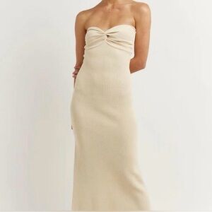 DISSH Strapless Twist-Front Maxi Dress - Cream